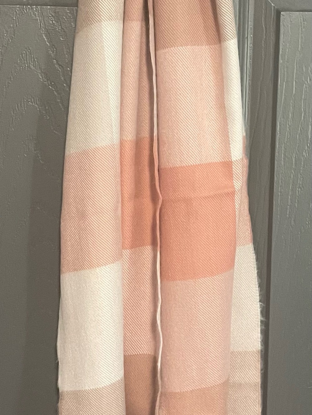 Plaid Accent Throw Scarf - Light Pink and Cream cashmere scarf